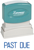 XStamper Stock Stamp in Blue ink Past Due