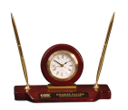 4-3/4"x9" Piano Finish Desk Clock W/2 Pens