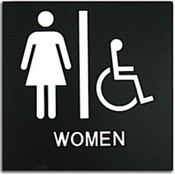 Presto Black 8" x 8" Women Handicap Ready Made ADA Sign