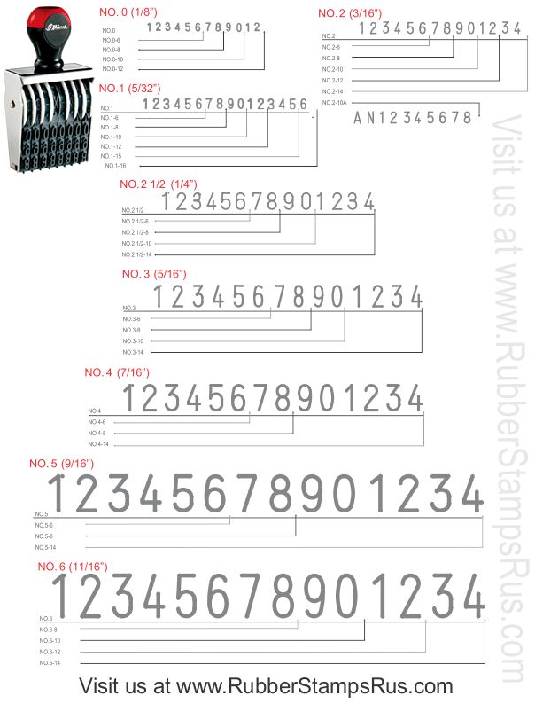 JustRite Number Band Stamp - Size BN-3, 13 Bands